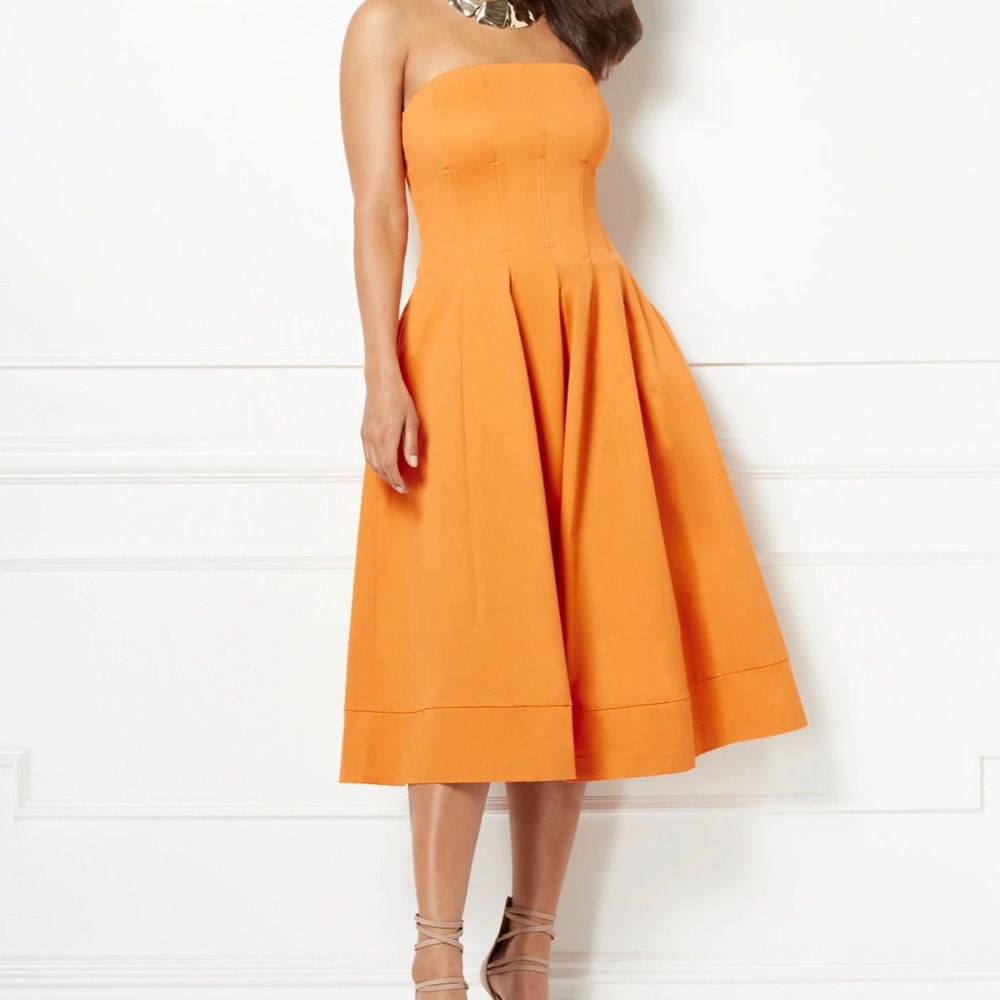 Orange Eva Mendes New York & Company Strapless Dress